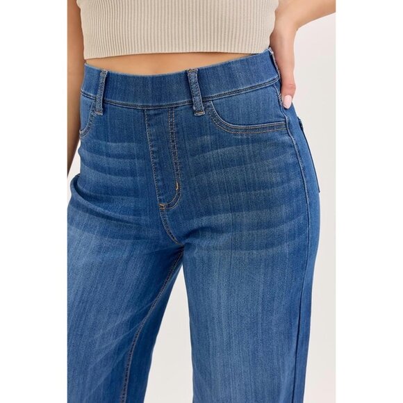 Women's High Rise Pull-On Wide Leg Jeggings Cotton Blend Casual Lounge - Picture 4 of 4